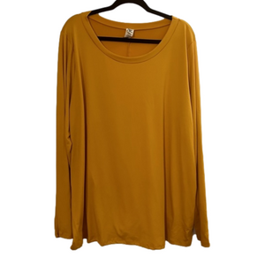 Sew In Love Soft Long-Sleeve Mustard Yellow Scoop Neck Tee T-Shirt - Curve 3X